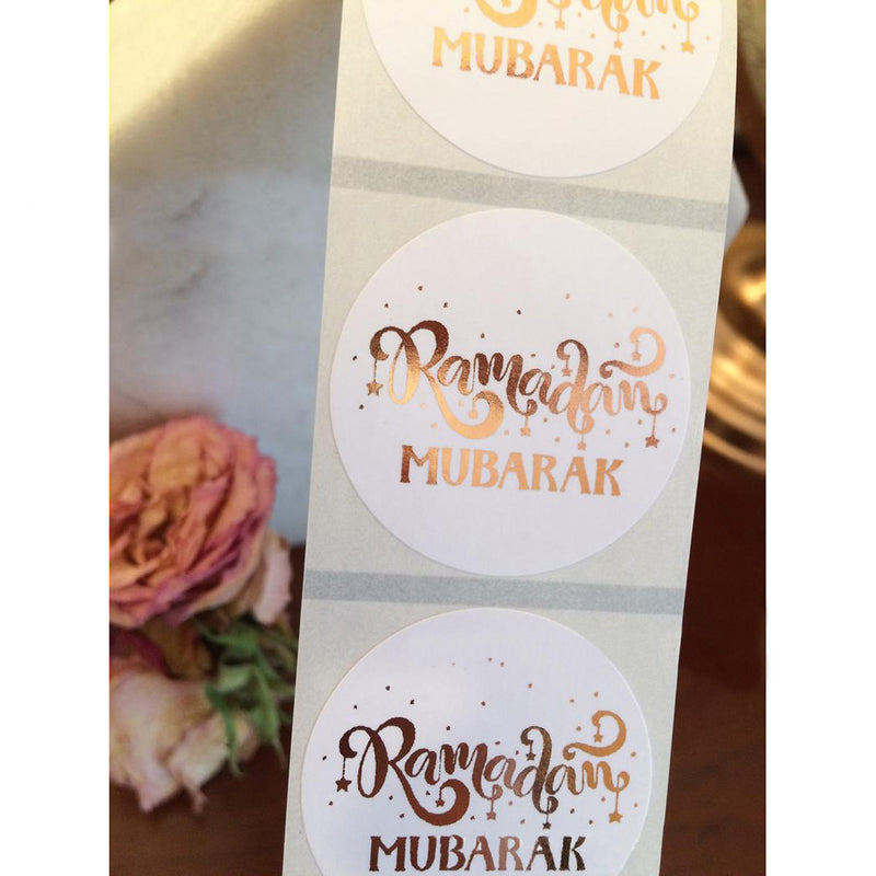 Klistermärken vita Ramadan Mubarak, 10 st