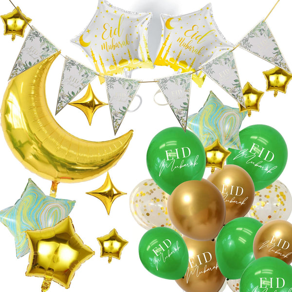 Decoration set in green/gold