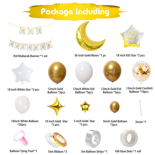 Decoration set in Gold/white