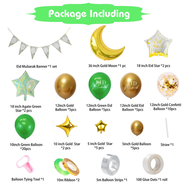 Decoration set in green/gold