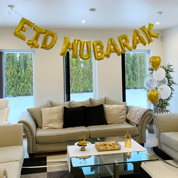 Folieballonger Guld "Eid Mubarak"