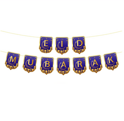 Vimpel Blå Eid Mubarak